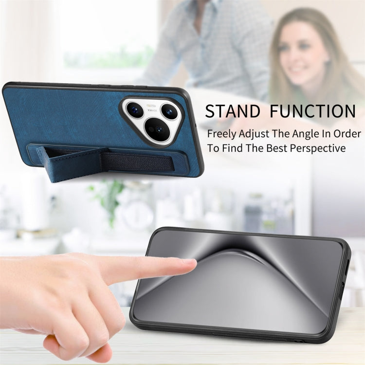 For Huawei Pura 70 Pro+ Retro Wristband Holder Leather Back Phone Case(Blue) - Huawei Cases by PMC Jewellery | Online Shopping South Africa | PMC Jewellery | Buy Now Pay Later Mobicred