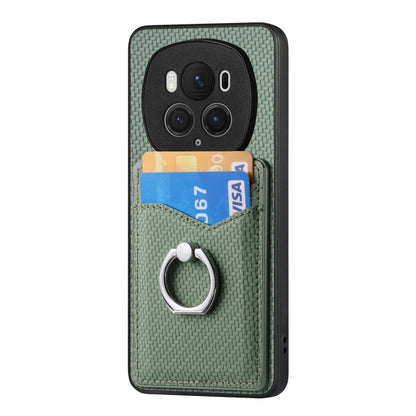 For Honor Magic6 Pro Carbon Fiber Card Wallet Ring Phone Case(Green) - Honor Cases by PMC Jewellery | Online Shopping South Africa | PMC Jewellery | Buy Now Pay Later Mobicred