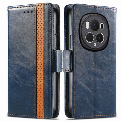 For Honor Magic6 Pro CaseNeo Splicing Dual Magnetic Buckle Leather Phone Case(Blue) - Honor Cases by PMC Jewellery | Online Shopping South Africa | PMC Jewellery | Buy Now Pay Later Mobicred