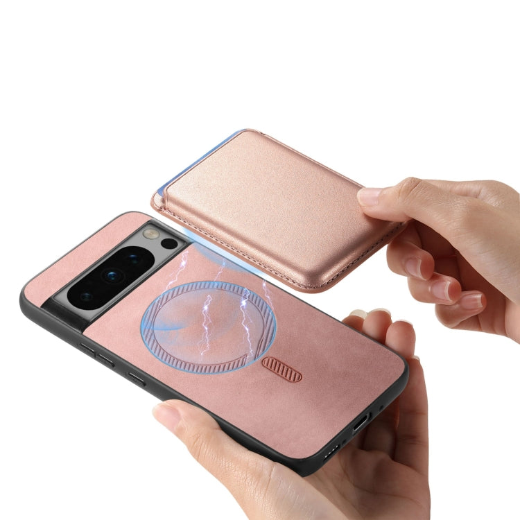 For Google Pixel 9 Retro Magsafe Card Bag PU Back Cover Phone Case(Pink) - Google Cases by PMC TechLife | Online Shopping South Africa | PMC TechLife | Buy Now Pay Later Mobicred
