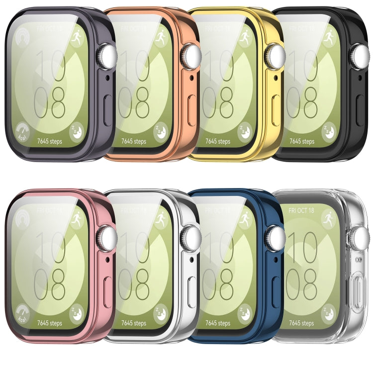 For Huawei Watch Fit 3 Full Coverage TPU Electroplated Watch Protective Case(Transparent) - Watch Cases by PMC TechLife | Online Shopping South Africa | PMC TechLife | Buy Now Pay Later Mobicred