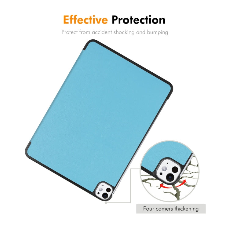 For iPad Pro 13 2024 ENKAY Tri-fold Custer Texture Platic Leather Smart Tablet Case(Dark Blue) - free shipping - PMC TechLife - Order now!