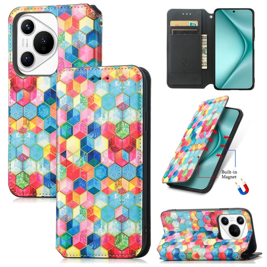 For Huawei Pura 70 CaseNeo Colorful Magnetic Leather Phone Case(Magic Space) - Huawei Cases by PMC Jewellery | Online Shopping South Africa | PMC Jewellery | Buy Now Pay Later Mobicred