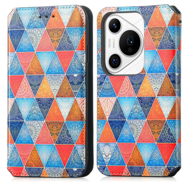 For Huawei Pura 70 Pro+ CaseNeo Colorful Magnetic Leather Phone Case(Rhombus Mandala) - Huawei Cases by PMC Jewellery | Online Shopping South Africa | PMC Jewellery | Buy Now Pay Later Mobicred