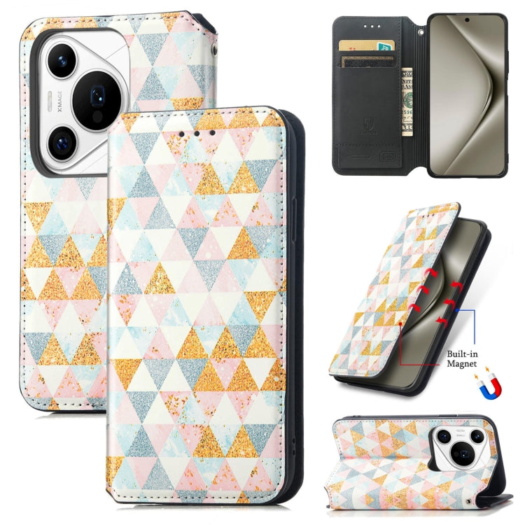 For Huawei Pura 70 Pro+ CaseNeo Colorful Magnetic Leather Phone Case(Rhombus) - Huawei Cases by PMC Jewellery | Online Shopping South Africa | PMC Jewellery | Buy Now Pay Later Mobicred