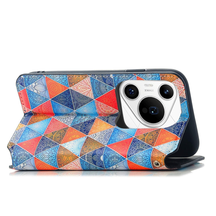 For Huawei Pura 70 Ultra CaseNeo Colorful Magnetic Leather Phone Case(Rhombus Mandala) - Huawei Cases by PMC Jewellery | Online Shopping South Africa | PMC Jewellery | Buy Now Pay Later Mobicred