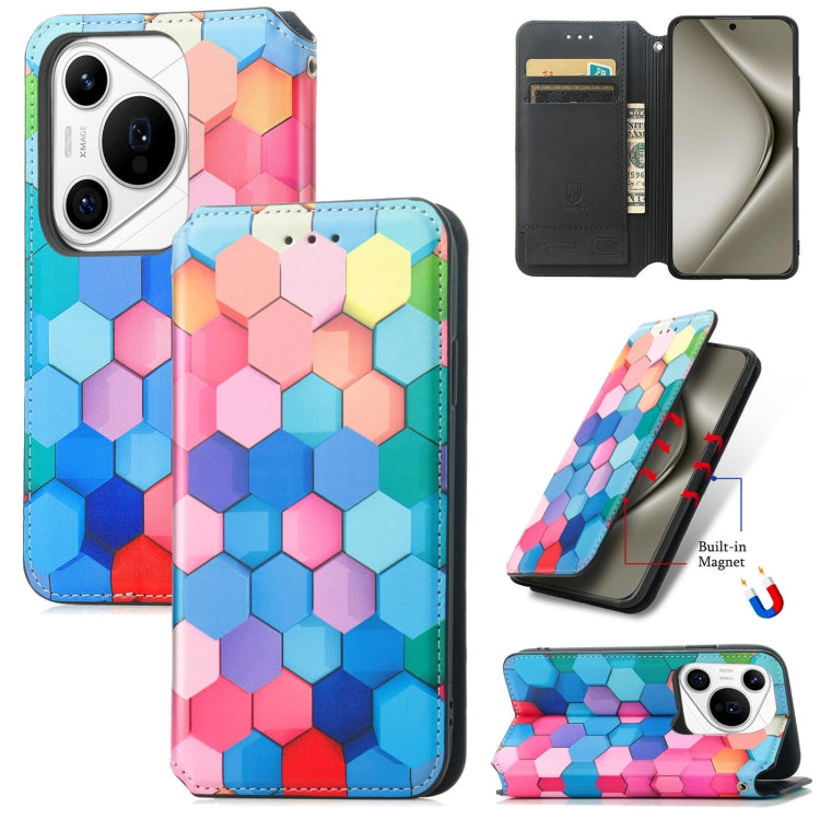 For Huawei Pura 70 Ultra CaseNeo Colorful Magnetic Leather Phone Case(Colorful Cube) - Huawei Cases by PMC Jewellery | Online Shopping South Africa | PMC Jewellery | Buy Now Pay Later Mobicred