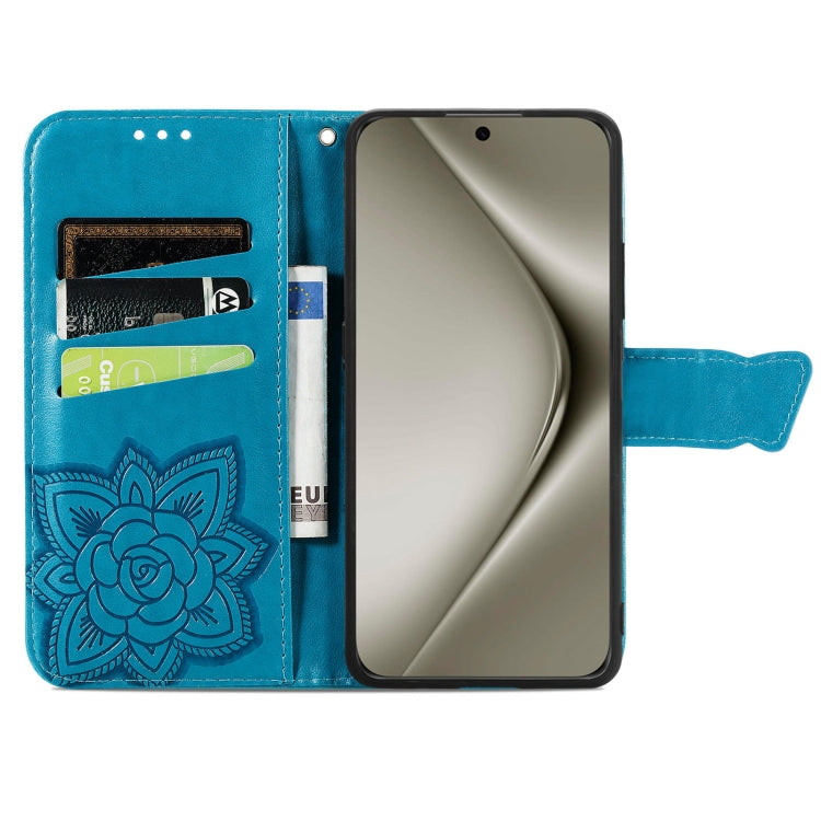 For Huawei Pura 70 Pro Butterfly Love Flower Embossed Leather Phone Case(Blue) - Huawei Cases by PMC Jewellery | Online Shopping South Africa | PMC Jewellery | Buy Now Pay Later Mobicred