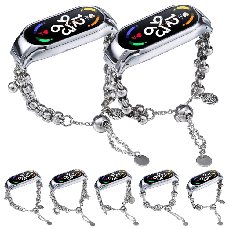 For Xiaomi Mi Band 7 Beaded Bracelet Metal Watch Band(Silver+Corn) - free shipping - PMC TechLife - Order now!