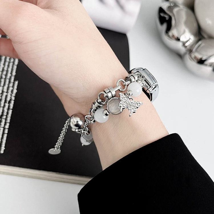 For Xiaomi Mi Band 7 Crystal Beaded Onyx Watch Band(Silver+Butterfly) - free shipping - PMC TechLife - Order now!