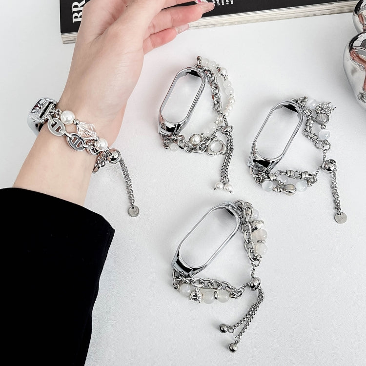 For Xiaomi Mi Band 8 Crystal Beaded Onyx Watch Band(Silver+Crystal Bead) - free shipping - PMC TechLife - Order now!