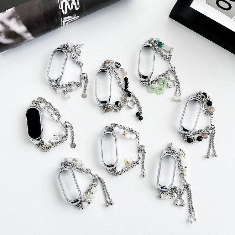 For Xiaomi Mi Band 8 Crystal Beaded Onyx Watch Band(Silver+Butterfly) - free shipping - PMC TechLife - Order now!