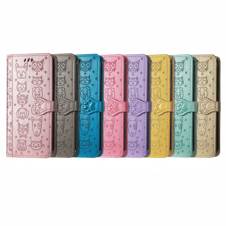 For Huawei Pura 70 Pro Cat and Dog Embossed Leather Phone Case(Blue) - Huawei Cases by PMC Jewellery | Online Shopping South Africa | PMC Jewellery | Buy Now Pay Later Mobicred