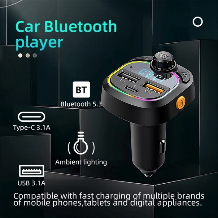C6 Type-C+2 USB Fast Charger Audio MP3 Player Digital Display FM Car Bluetooth Transmitter - Bluetooth Car Kits by PMC TechLife | Online Shopping South Africa | PMC TechLife | Buy Now Pay Later Mobicred