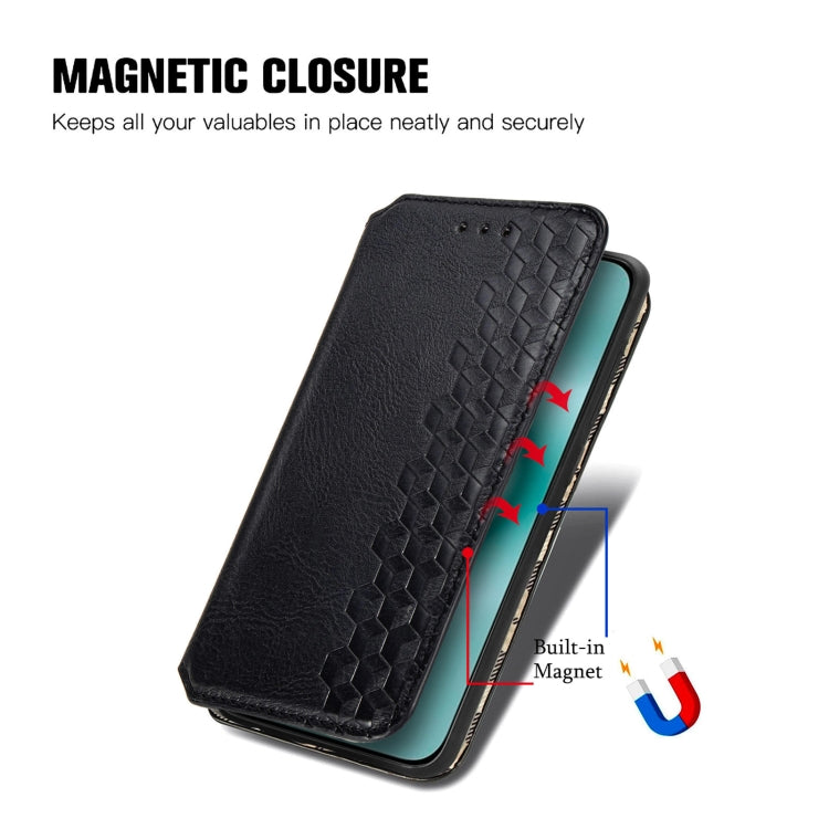 For Huawei Pura 70 Cubic Grid Pressed Magnetic Leather Phone Case(Black) - Huawei Cases by PMC Jewellery | Online Shopping South Africa | PMC Jewellery | Buy Now Pay Later Mobicred