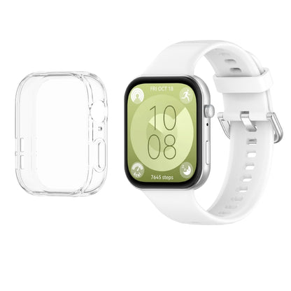 For Huawei Watch Fit3 Silicone Soft Watch Band + Clear Watch Protective Case Set(White) - Watch Bands by PMC Jewellery | Online Shopping South Africa | PMC Jewellery | Buy Now Pay Later Mobicred