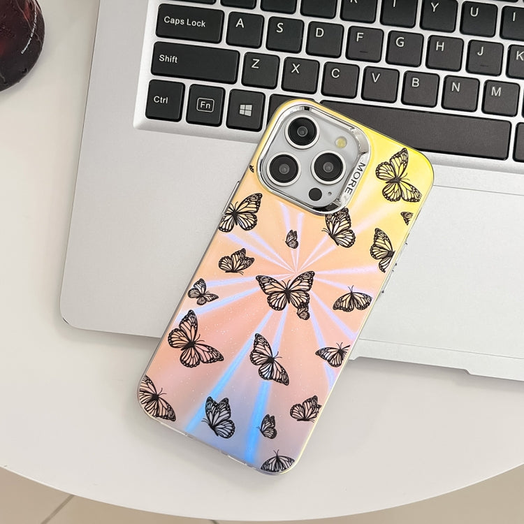 For iPhone 16 Electroplating Laser Butterfly Phone Case(Blue Butterflies AB4) - iPhone 16 Cases by PMC TechLife | Online Shopping South Africa | PMC TechLife | Buy Now Pay Later Mobicred