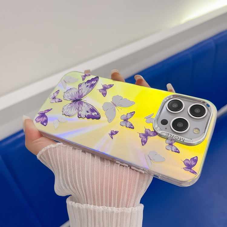 For iPhone 16 Electroplating Laser Butterfly Phone Case(Blue Butterflies AB4) - iPhone 16 Cases by PMC TechLife | Online Shopping South Africa | PMC TechLife | Buy Now Pay Later Mobicred