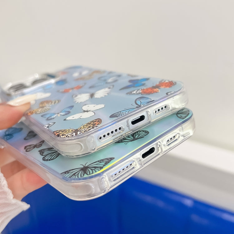 For iPhone 16 Plus Electroplating Laser Butterfly Phone Case(Blue Butterflies AB4) - iPhone 16 Plus Cases by PMC TechLife | Online Shopping South Africa | PMC TechLife | Buy Now Pay Later Mobicred