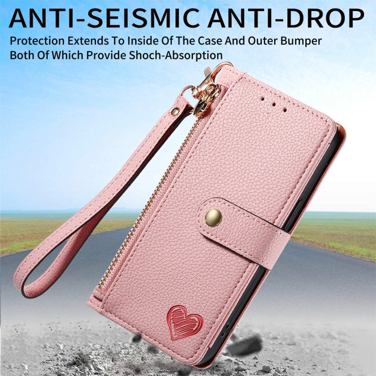 For Huawei Pura 70 Ultra Love Zipper Lanyard Leather Phone Case(Pink) - Huawei Cases by PMC Jewellery | Online Shopping South Africa | PMC Jewellery | Buy Now Pay Later Mobicred