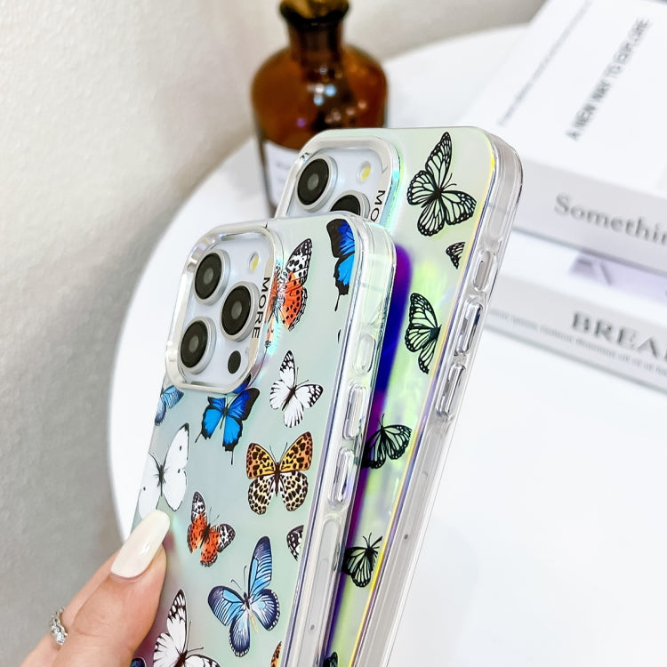 For iPhone 16 Plus Electroplating Laser Butterfly Phone Case with Wrist Strap(Color Butterflies AB1) - iPhone 16 Plus Cases by PMC TechLife | Online Shopping South Africa | PMC TechLife | Buy Now Pay Later Mobicred