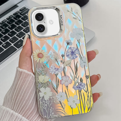 For iPhone 16 Electroplating Laser Flower Texture TPU Phone Case(Chrysanthemum AH5) - iPhone 16 Cases by PMC Jewellery | Online Shopping South Africa | PMC Jewellery | Buy Now Pay Later Mobicred