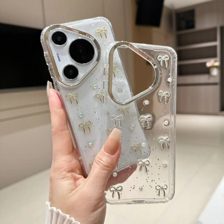 For Huawei Pura 70 Pro Small Fresh Bow TPU Phone Case(Silver Bow) - free shipping - PMC Jewellery - Order now!