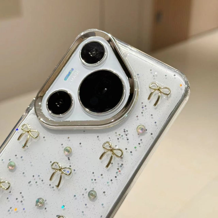 For Huawei Pura 70 Pro Small Fresh Bow TPU Phone Case(Silver Bow) - free shipping - PMC Jewellery - Order now!