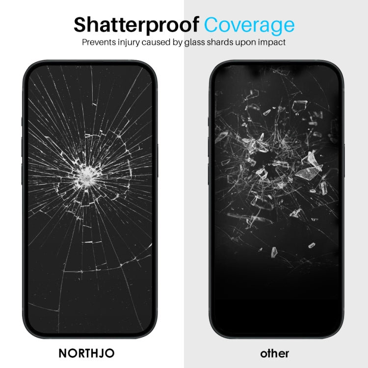 For iPhone 15 NORTHJO 2pcs A++ Screen Protector Tempered Glass Film with Installation Frame - iPhone 15 Tempered Glass by NORTHJO | Online Shopping South Africa | PMC Jewellery | Buy Now Pay Later Mobicred