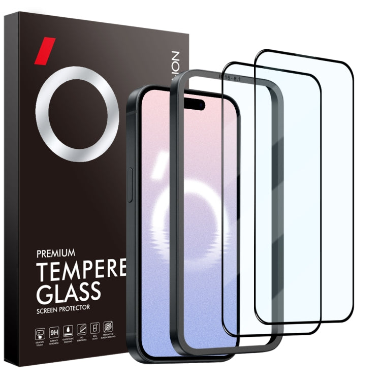 For iPhone 16 Plus NORTHJO 2pcs A++ Tempered Glass Film with Installation Frame - iPhone 16 Plus Tempered Glass by NORTHJO | Online Shopping South Africa | PMC TechLife | Buy Now Pay Later Mobicred