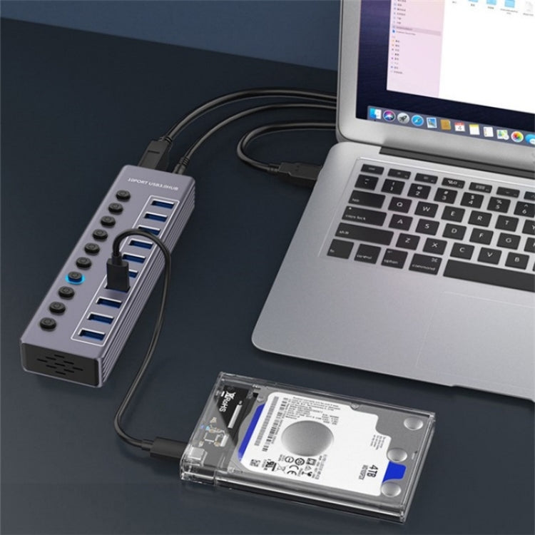 U310 10-in-1 USB 3.0 Extension HUB USB Power Charging Station with Individual Switch - USB 3.0 HUB by PMC Jewellery | Online Shopping South Africa | PMC Jewellery | Buy Now Pay Later Mobicred