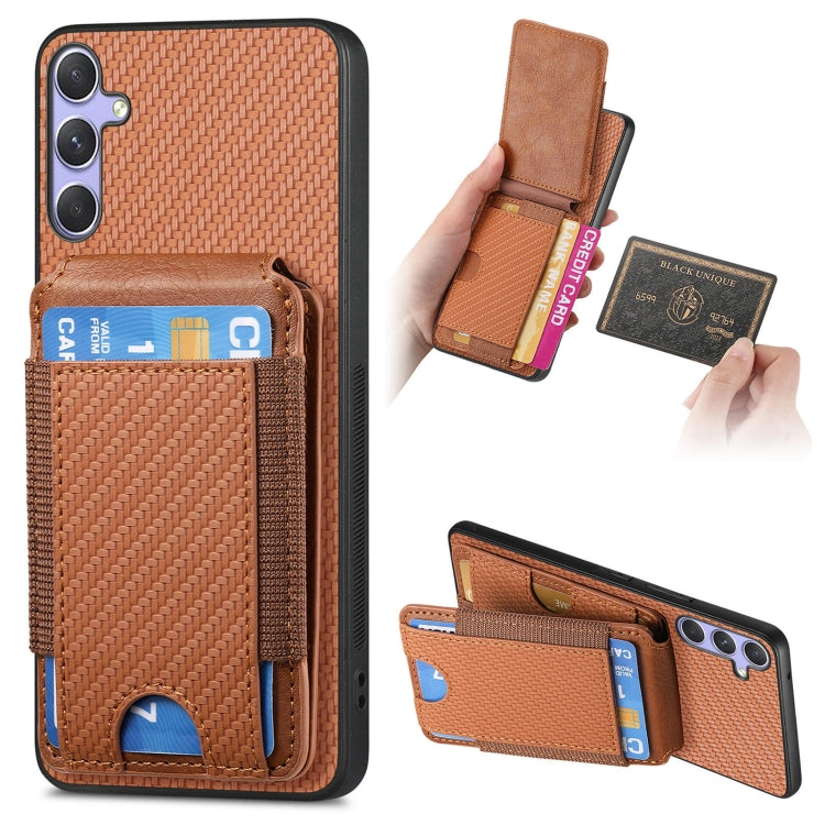 For Samsung Galaxy S25 Ultra 5G Carbon Fiber Vertical Flip Wallet Stand Phone Case(Brown) - Galaxy S25 Ultra 5G Cases by PMC Jewellery | Online Shopping South Africa | PMC Jewellery | Buy Now Pay Later Mobicred