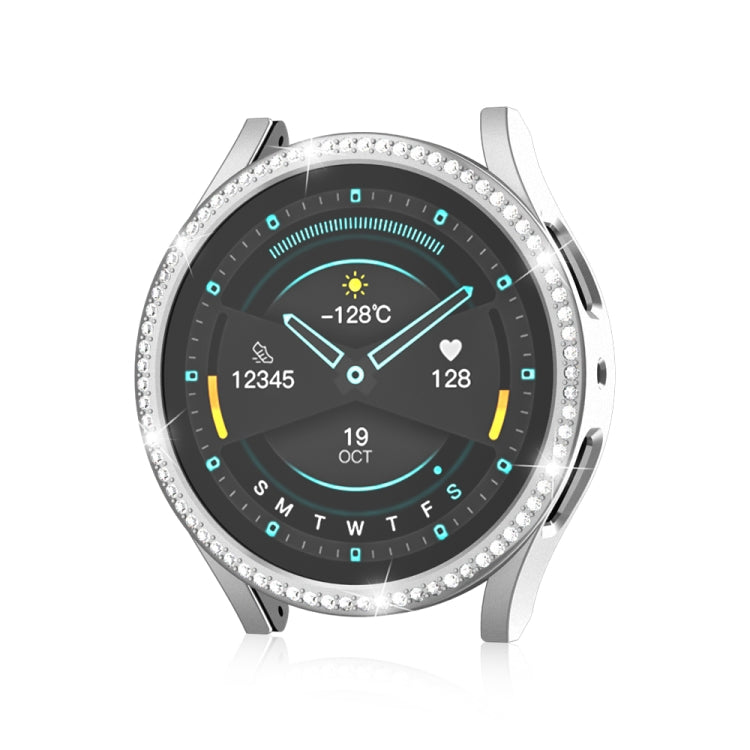 For Samsung Galaxy Watch 7 40mm Single Diamond Hollow PC Watch Protective Case(Silver) - Watch Cases by PMC TechLife | Online Shopping South Africa | PMC TechLife | Buy Now Pay Later Mobicred