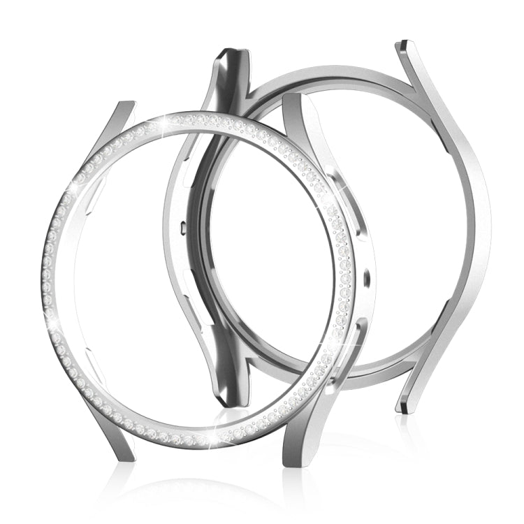 For Samsung Galaxy Watch 7 40mm Single Diamond Hollow PC Watch Protective Case(Silver) - Watch Cases by PMC TechLife | Online Shopping South Africa | PMC TechLife | Buy Now Pay Later Mobicred