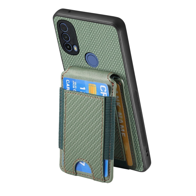 For Motorola Moto E40 Carbon Fiber Vertical Flip Wallet Stand Phone Case(Green) - Motorola Cases by PMC TechLife | Online Shopping South Africa | PMC TechLife | Buy Now Pay Later Mobicred