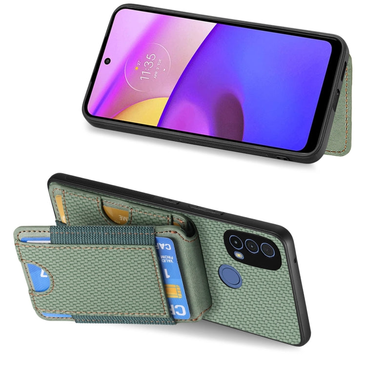 For Motorola Moto E40 Carbon Fiber Vertical Flip Wallet Stand Phone Case(Green) - Motorola Cases by PMC TechLife | Online Shopping South Africa | PMC TechLife | Buy Now Pay Later Mobicred