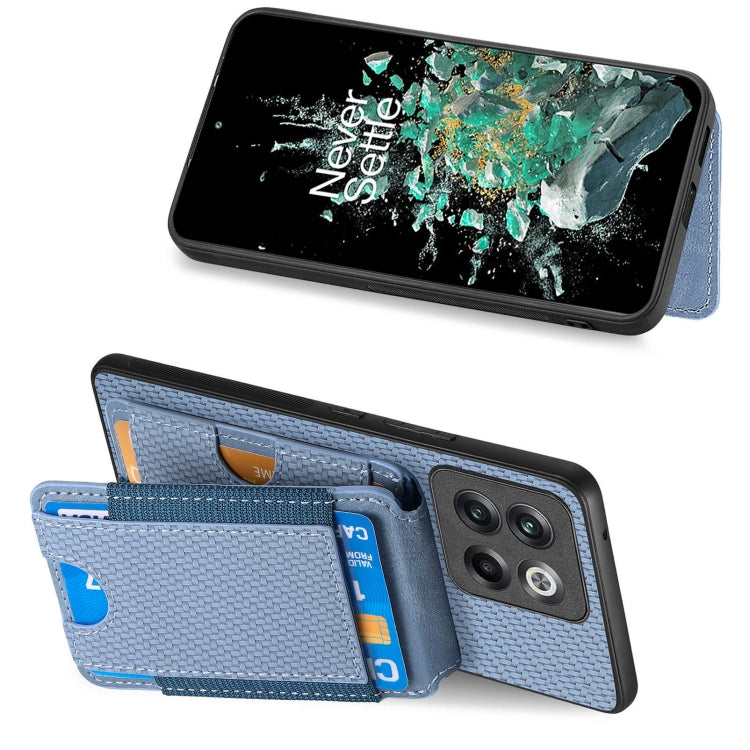 For OnePlus 12 5G Carbon Fiber Vertical Flip Wallet Stand Phone Case(Blue) - OnePlus Cases by PMC TechLife | Online Shopping South Africa | PMC TechLife | Buy Now Pay Later Mobicred