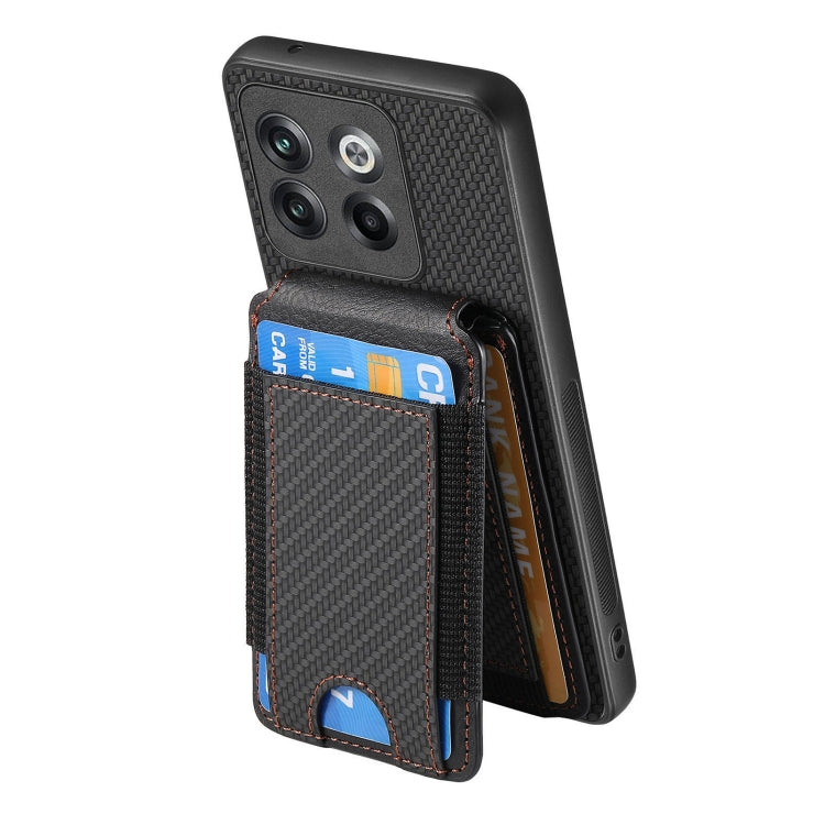 For OnePlus 12 5G Carbon Fiber Vertical Flip Wallet Stand Phone Case(Black) - OnePlus Cases by PMC TechLife | Online Shopping South Africa | PMC TechLife | Buy Now Pay Later Mobicred