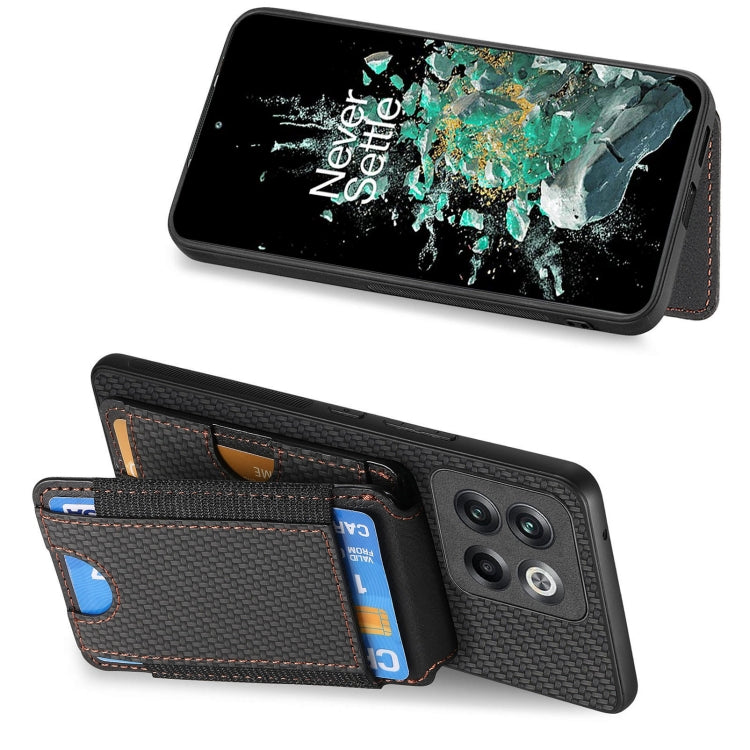 For OnePlus Nord CE3 Carbon Fiber Vertical Flip Wallet Stand Phone Case(Black) - OnePlus Cases by PMC TechLife | Online Shopping South Africa | PMC TechLife | Buy Now Pay Later Mobicred