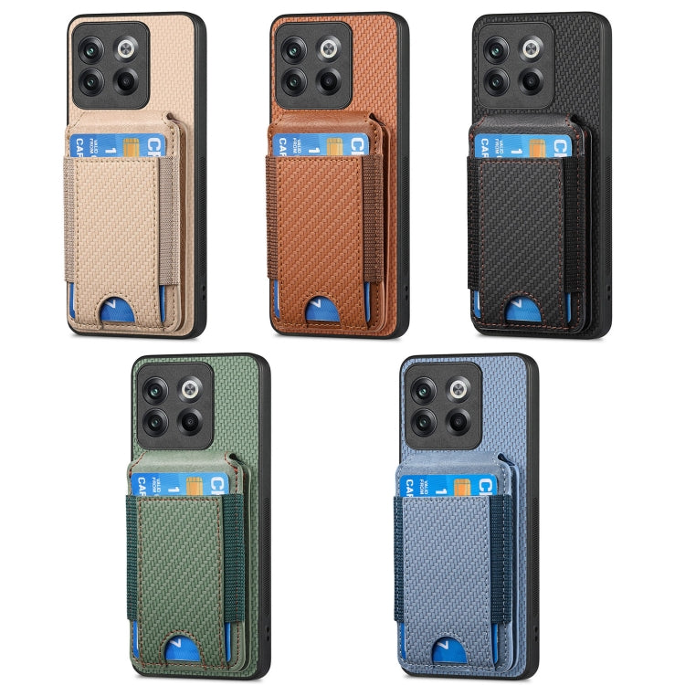 For OnePlus 12 5G Carbon Fiber Vertical Flip Wallet Stand Phone Case(Blue) - OnePlus Cases by PMC TechLife | Online Shopping South Africa | PMC TechLife | Buy Now Pay Later Mobicred