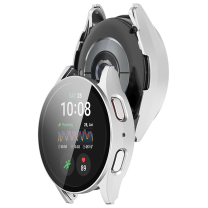 For Samsung Galaxy Watch 7 40mm PC+Tempered Film Integrated Waterproof Watch Protective Case(Silver) - Watch Cases by PMC Jewellery | Online Shopping South Africa | PMC Jewellery | Buy Now Pay Later Mobicred