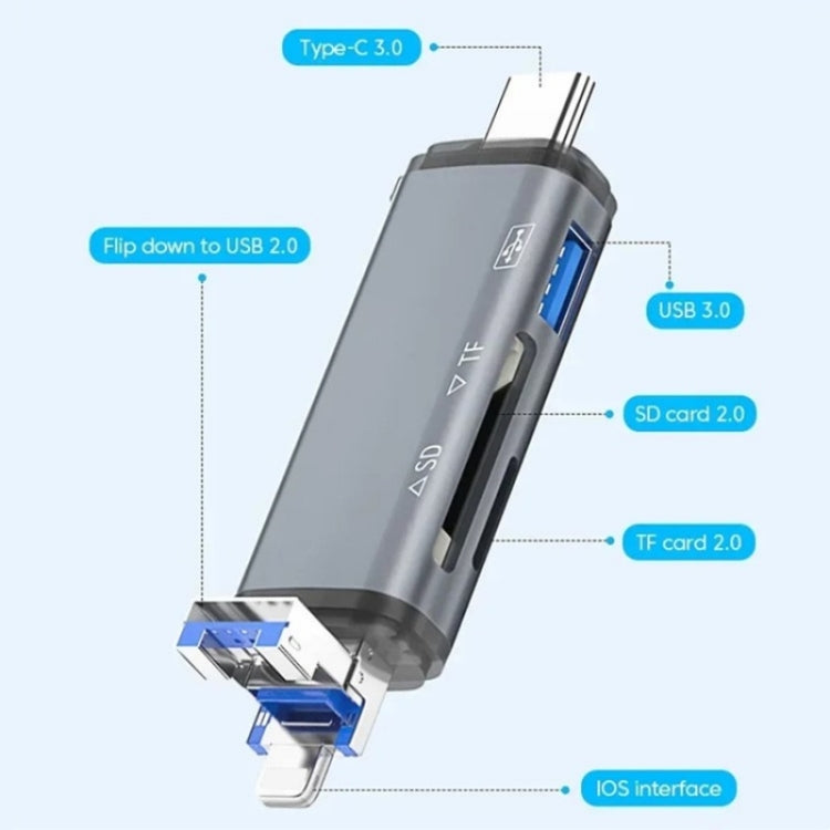 ADS-306 U-Disk Data Transfer Adapter USB / 8 Pin / Type-C Plug SD TF Card Reader - free shipping - PMC Jewellery - Order now!