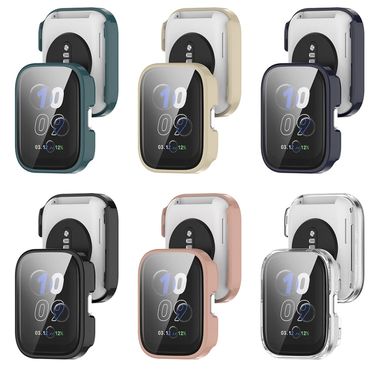 For Amazfit bip5 Unity PC + Tempered Glass Film Integrated Watch Protective Case(Black) - Watch Cases by PMC TechLife | Online Shopping South Africa | PMC TechLife | Buy Now Pay Later Mobicred