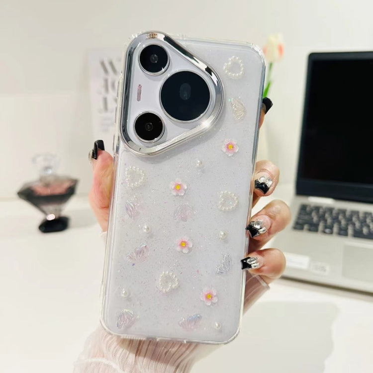 For Huawei Pura 70 3D Bow Pearl Love Flower TPU Phone Case(Butterfly Love Flower) - Huawei Cases by PMC Jewellery | Online Shopping South Africa | PMC Jewellery | Buy Now Pay Later Mobicred