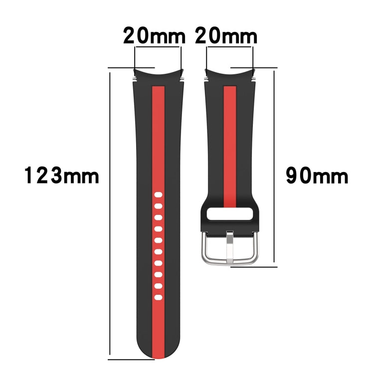 For Samsung Galaxy Watch FE 40mm Two Color Stripe Silicone Watch Band(Black Red) - free shipping - PMc TechLife - Order now!