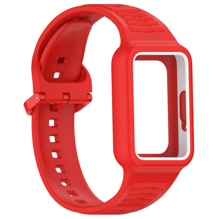 For  Huawei Band 8 Two Color Frame Integrated Silicone Watch Band(Red) - free shipping - PMc TechLife - Order now!