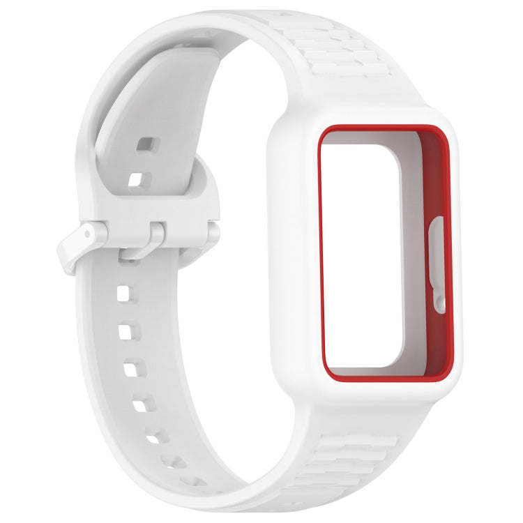 For  Huawei Band 8 Two Color Frame Integrated Silicone Watch Band(White) - free shipping - PMc TechLife - Order now!
