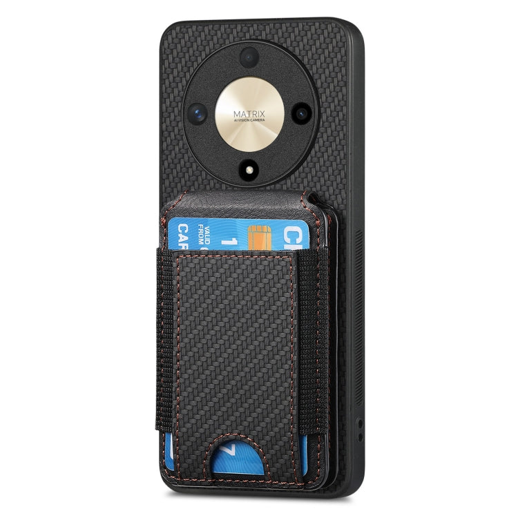 For Honor Magic6 Pro Carbon Fiber Vertical Flip Wallet Stand Phone Case(Black) - Honor Cases by PMC Jewellery | Online Shopping South Africa | PMC Jewellery | Buy Now Pay Later Mobicred