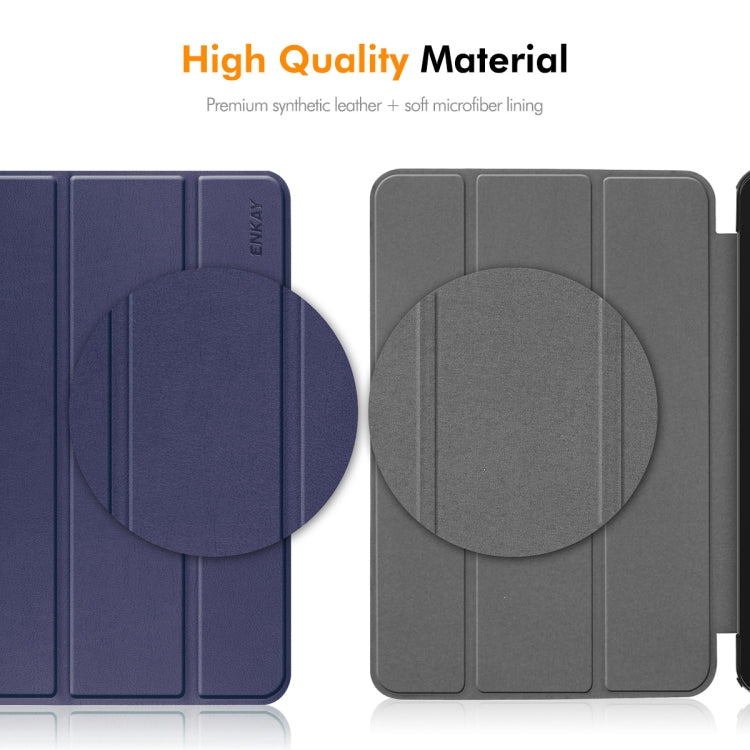 For iPad Pro 13 2024 ENKAY Tri-fold Custer Texture TPU Leather Smart Tablet Case with Pen Slot(Dark Blue) - iPad Pro 13 2024 Cases by ENKAY | Online Shopping South Africa | PMC TechLife | Buy Now Pay Later Mobicred