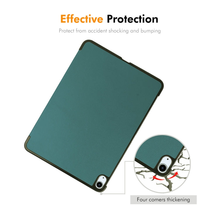 For iPad Air 13 2025 / 2024 ENKAY Tri-fold Custer Texture Plastic Leather Smart Tablet Case(Dark Green) - free shipping - PMC TechLife - Order now!
